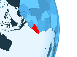 Map of Liberia in red