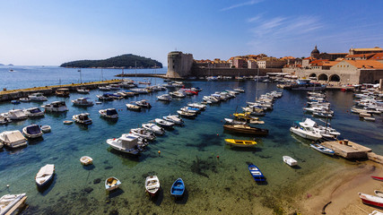 Fototapeta na wymiar Boats and Yachts in the Old Town of Dubrovnik, Croatia