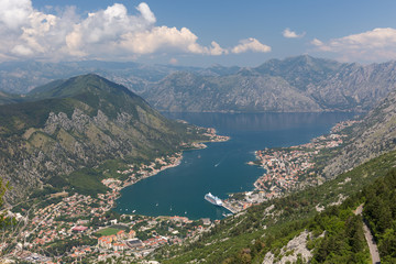 Fototapeta na wymiar Panoramic view of Boka Bay, Montenegro