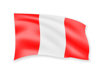 Waving Austrian Flag on white. Flag in the Wind.