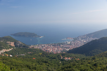 Panoramic view of Budva,  in Montenegro.