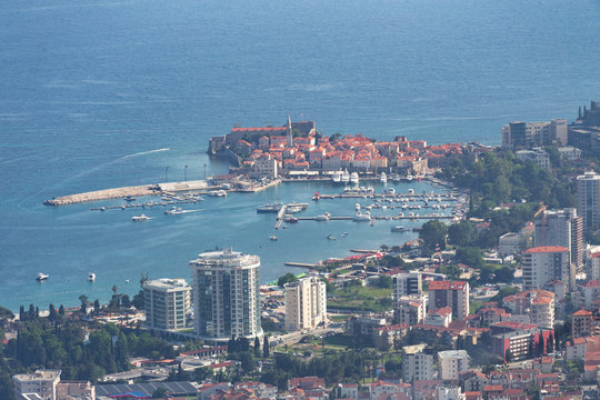 Panoramic view of Budva,  in Montenegro.