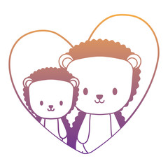 cute porcupines in a heart over white background, vector illustration