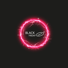Black friday sale banner with bright round abstract background