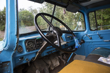 Cabin of an Soviet truck inside