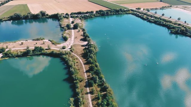 Aerial drone flight, bavaria near the danube, Germany