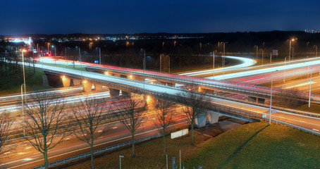 Fototapeta na wymiar Highway crossing at night