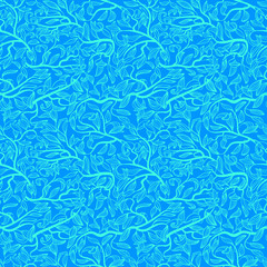 Floral decorative seamless pattern with leaves. Background with tree branches with doodle leaf.