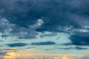 colorful dramatic sky with cloud at sunset.