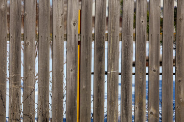 Old fence of wooden boards as background