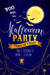 Invitation Flyer for Halloween Party with lettering