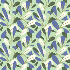 Seamless pattern with abstract leaves. Background with stulish leaf. Vector illustration
