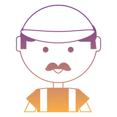 cartoon man with cap and mustache over white background, vector illustration