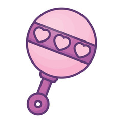 baby rattle icon over white background, vector illustration