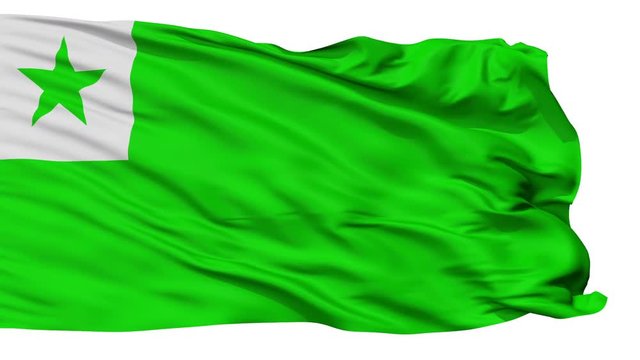Esperanto Flag, Isolated View Realistic Animation Seamless Loop - 10 Seconds Long