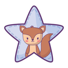 star with cute squirrel icon over white background, vector illustration