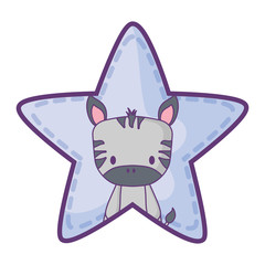 star with cute zebra icon over white background, vector illustration
