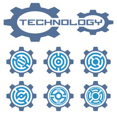 Set of abstract electronics icon. Tech logo. Technology vector emblem.