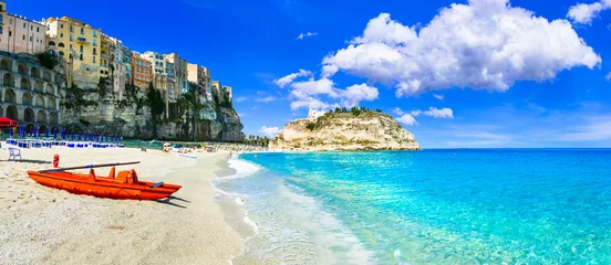 Foto auf Leinwand Best beaches and beautiful coastal towns of Italy - Tropea in Calabria © Freesurf