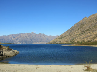 Beach and lake in New Zealand