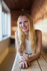 model in sauna