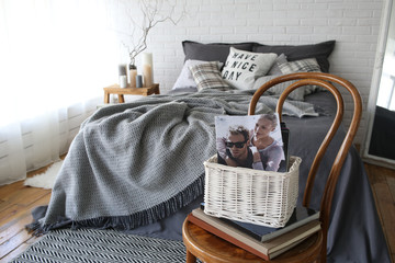 comfort interior bedroom bed gray color
