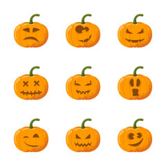 Cartoon halloween pumpkin set