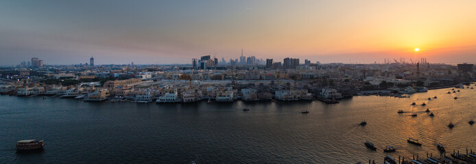 Fototapeta premium Panoramic view of Dubai from a Deira skyscraper