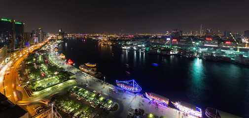 Fototapeta premium Panoramic view of Dubai from a Deira skyscraper