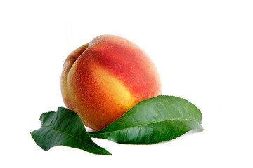 Peach isolated on white background.