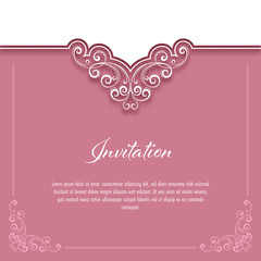 Vintage background with lace border for greeting card or wedding invitation. Vector Illustration