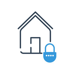 Line art icon vector.  smart-home-lock