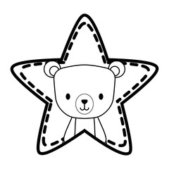 cute bear in star shape over white background, vector illustration