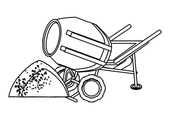 concrete mixer icon over white background, vector illustration