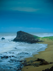 sea, beach, ocean, coast, water, landscape, rock, sky, nature, wave, blue, waves, island, sand, summer, travel, rocks, cliff, coastline, vacation, bay, shore, sunset, seascape, tropical