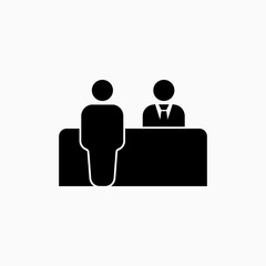 Reception icon. Customer service symbol. Flat design. Stock - Vector illustration