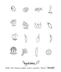 농산물 일러스트 / 손으로 그린 과일과 채소 그림