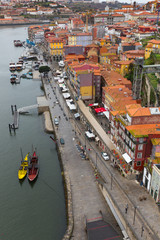 Fototapeta na wymiar View of the quarter of Ribeira in Porto, Portugal
