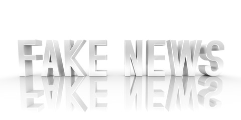 fake news text 3d rendering white isolated