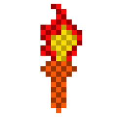 Pixelated wooden torch icon