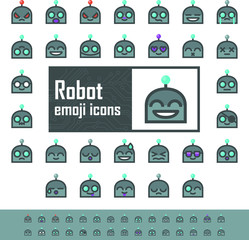 Flat robot emoji icons
