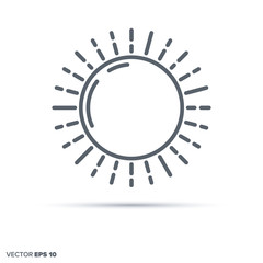 Shining sun vector line icon.