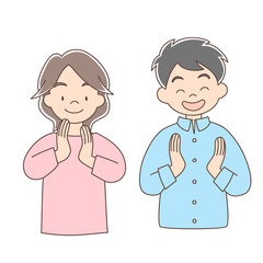 拍手_上半身_夫婦