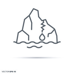 Melting iceberg vector line icon.