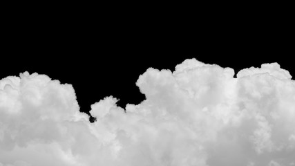 Cumulonimbus clouds isolated on black background, White cloud and black sky