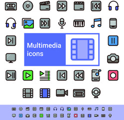 Flat multimedia icons