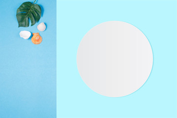 White circle paper and space for text on pastel color background