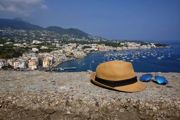 panoramic from the top of the island of Ischia in Italy