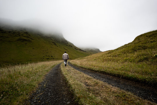Man walking in iceland