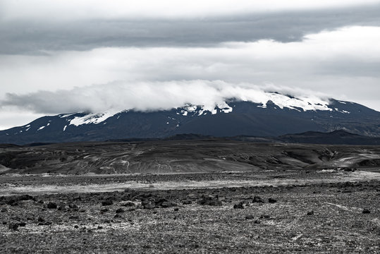 Snowcapped mountain in iceland Hekla